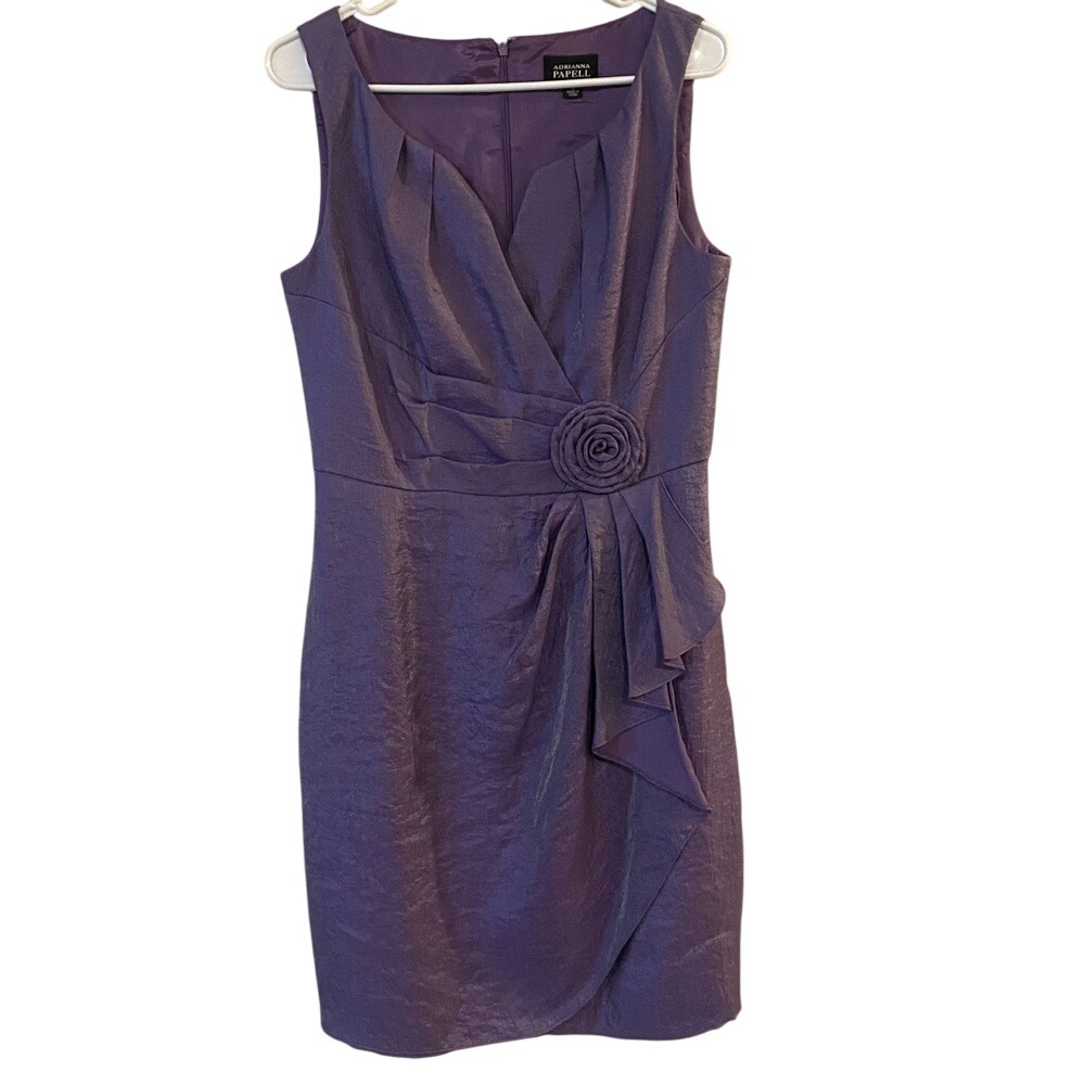 Adrianna Papell Sleeveless Semi-Formal Prom Dress Faux wrap Purple‎ Sz10